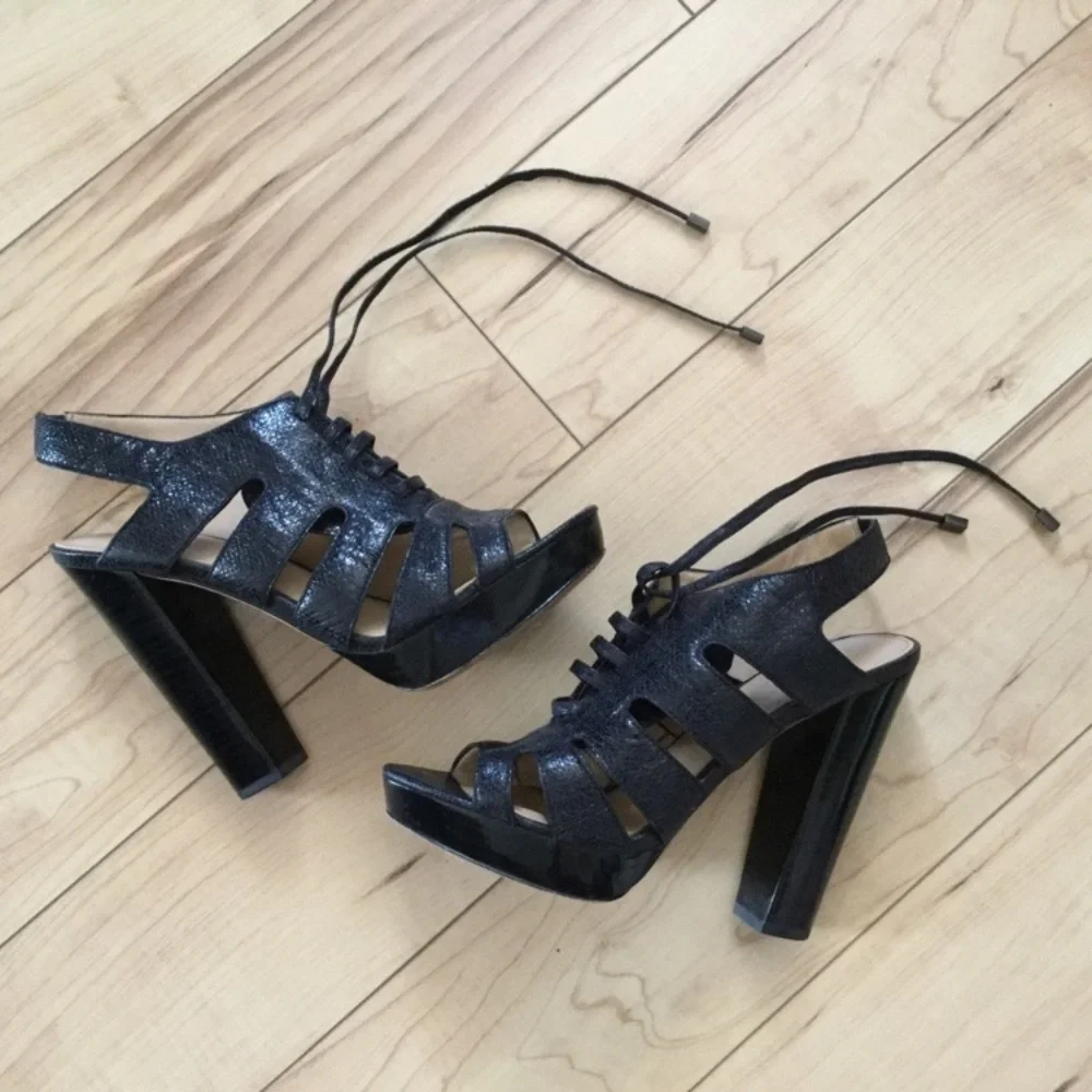 COACH | Maureen Caged Peep Toe Lace Up Platform Heels